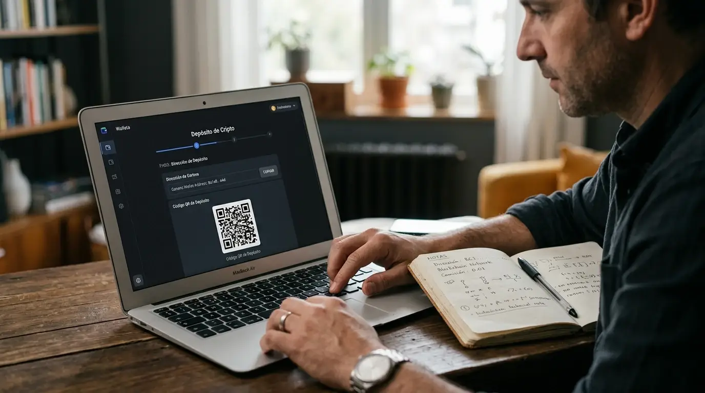 Billetera digital seleccionando TRX y la red TRON antes de un depósito