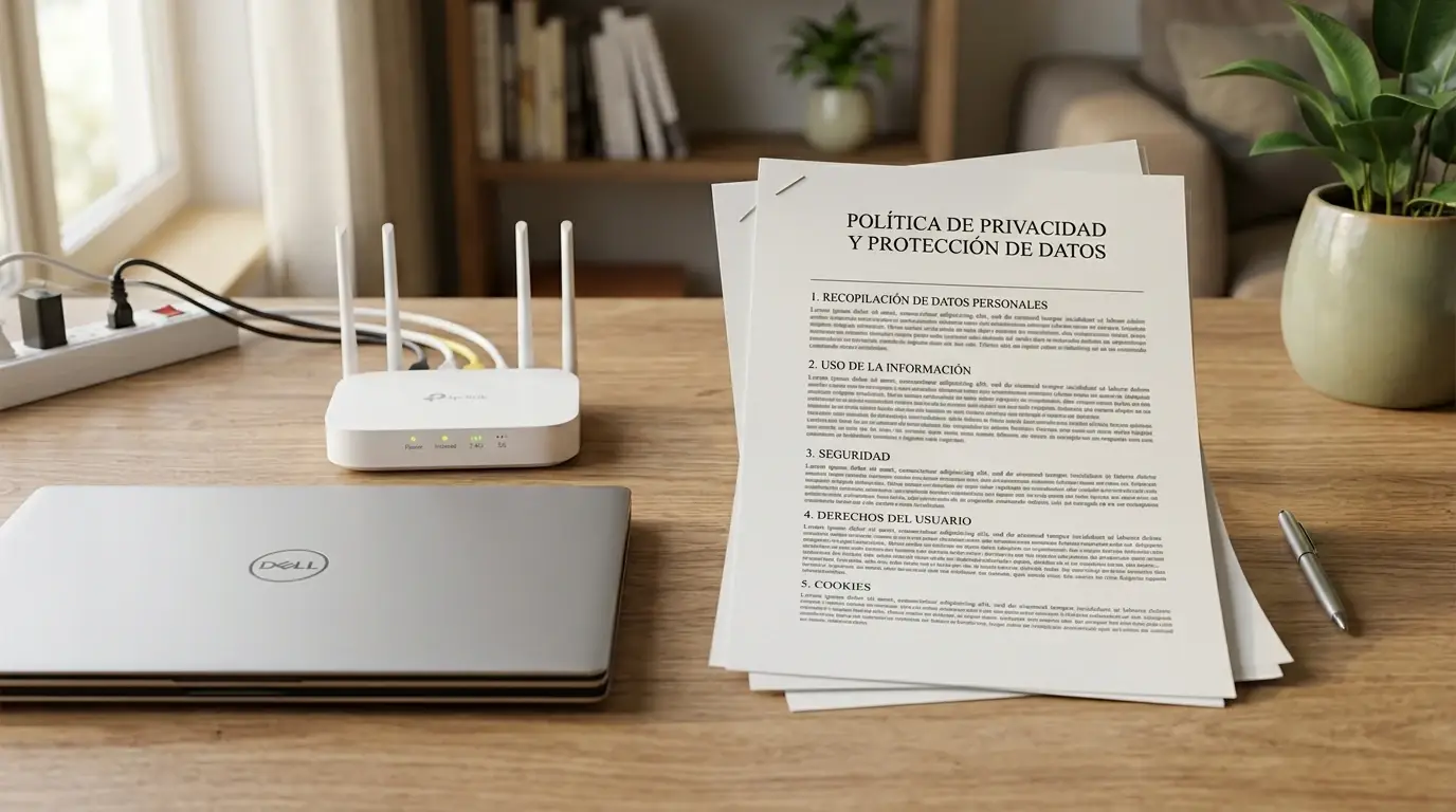 Política de privacidad y condiciones de uso sobre una mesa ordenada