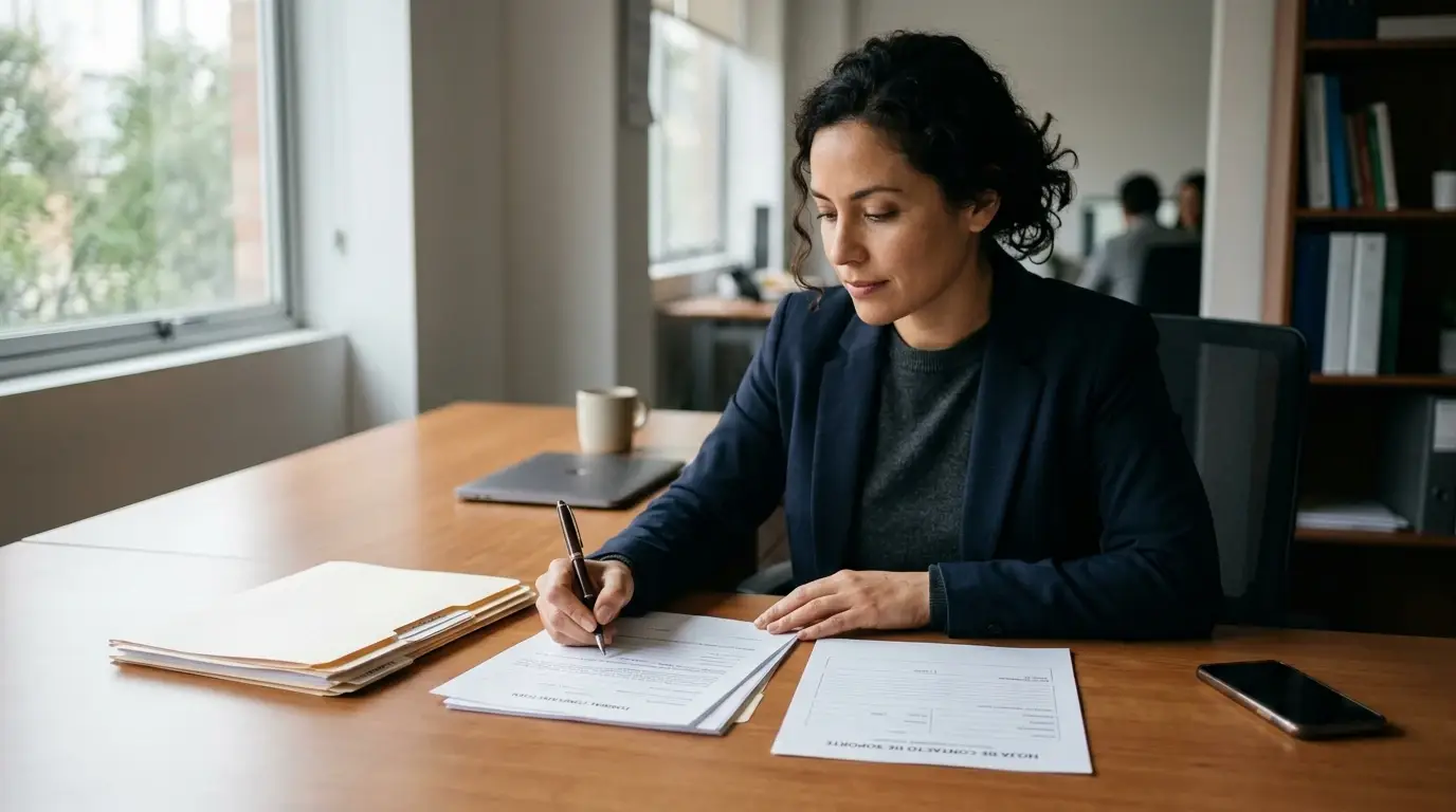 Persona escribiendo una reclamación junto a documentos de juego responsable