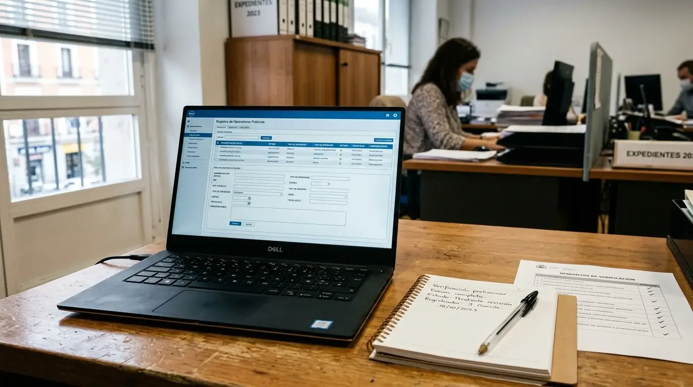 Consulta de un registro de operadores autorizados en una pantalla sin marcas