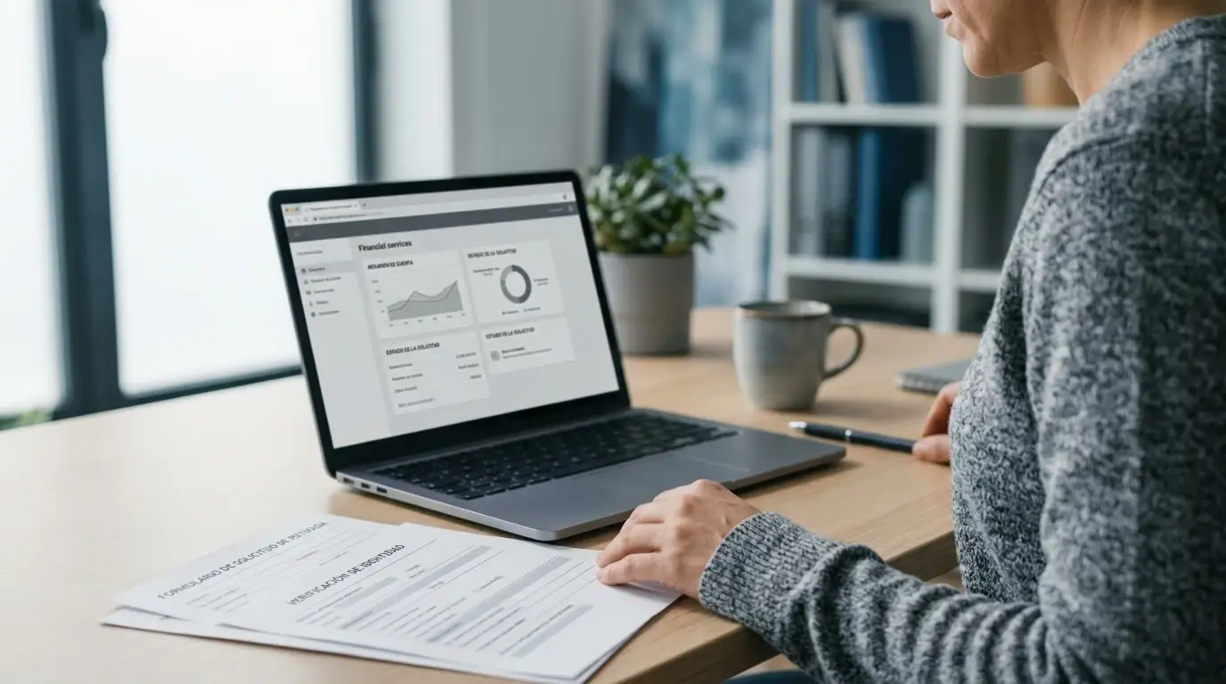 Pantalla neutral de retirada junto a documentos de verificación sin datos personales